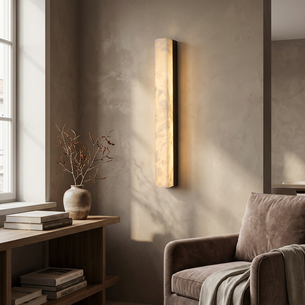 Natural Alabaster Linear Bar Wall Lamp