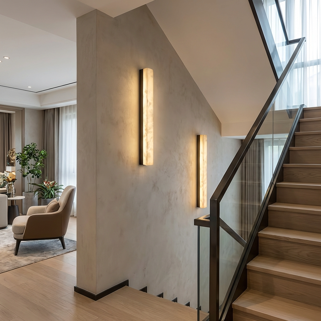 Natural Alabaster Linear Bar Wall Lamp