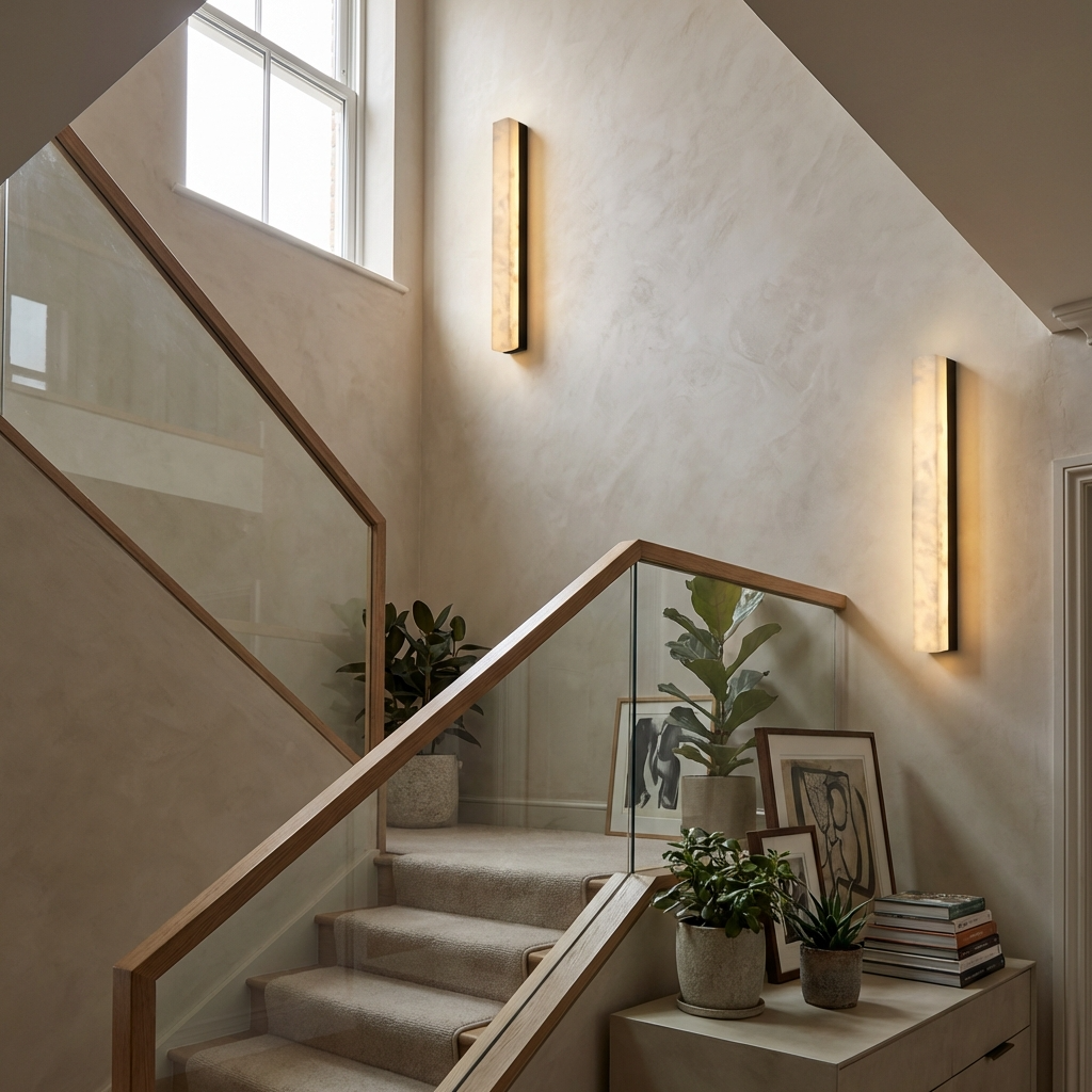 Natural Alabaster Linear Bar Wall Lamp