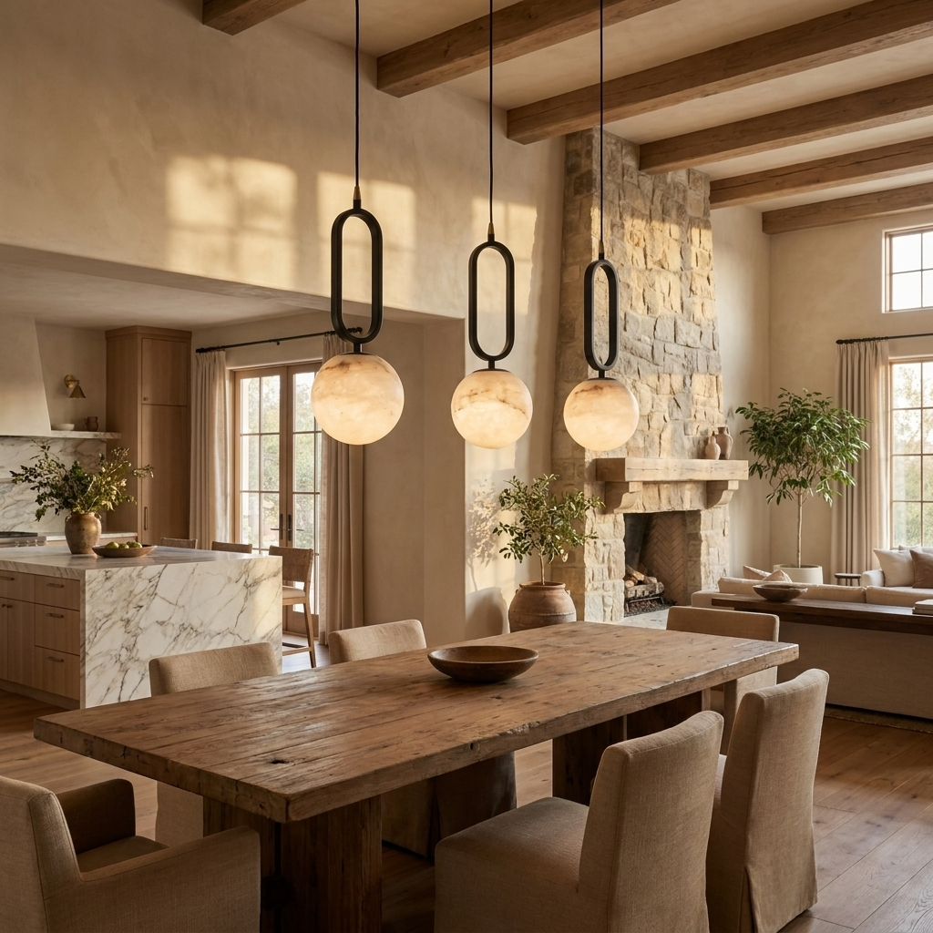 Natural Alabaster Loop Pendant Light