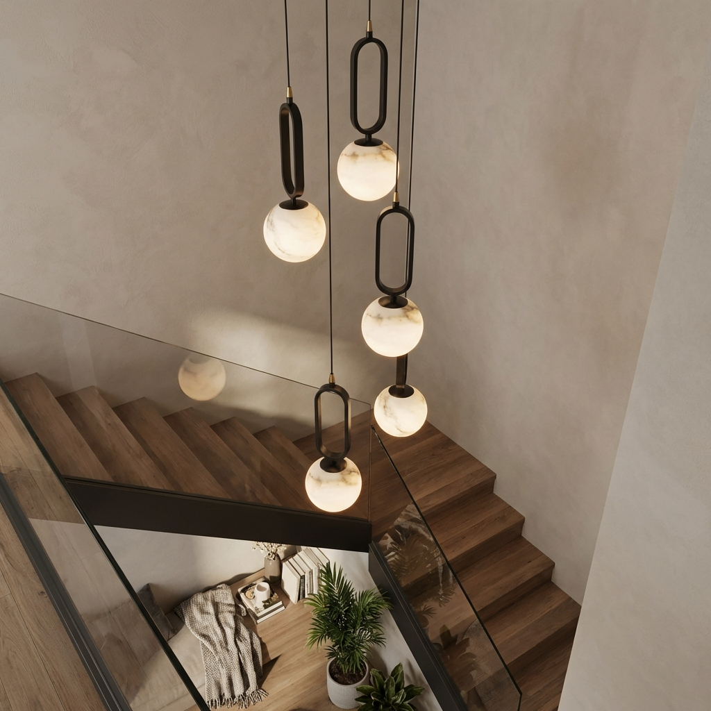 Natural Alabaster Loop Pendant Light