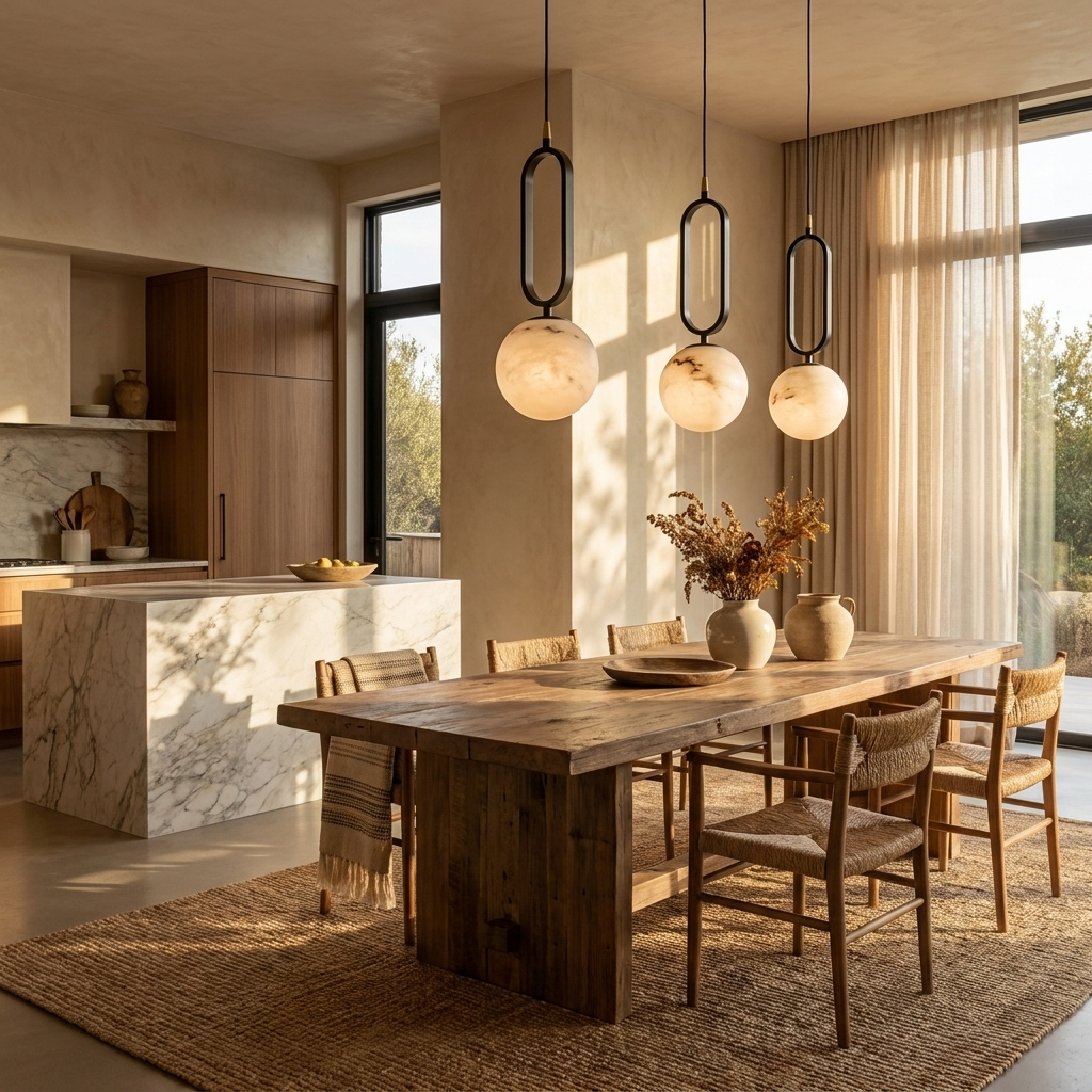 Natural Alabaster Loop Pendant Light