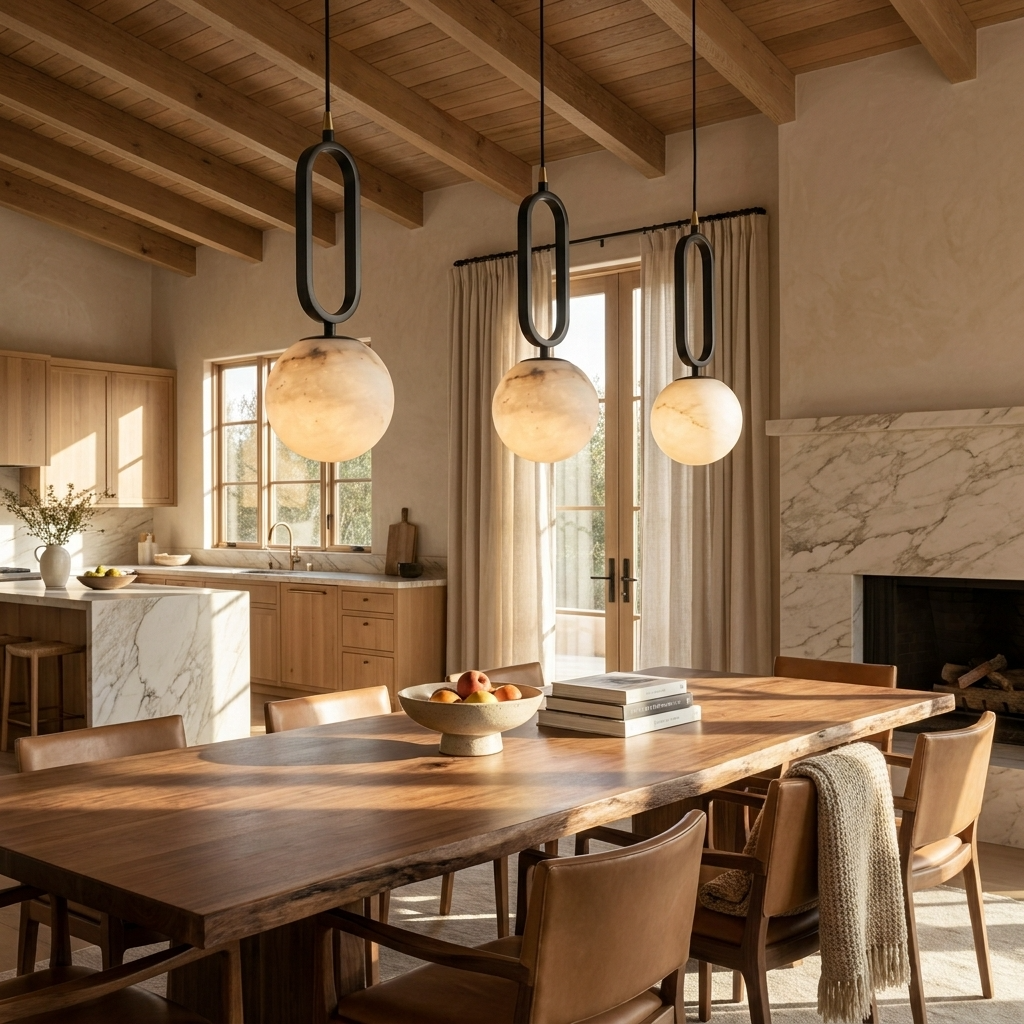 Natural Alabaster Loop Pendant Light