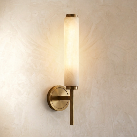 Natural Alabaster Slim Cylinder Wall Lamp