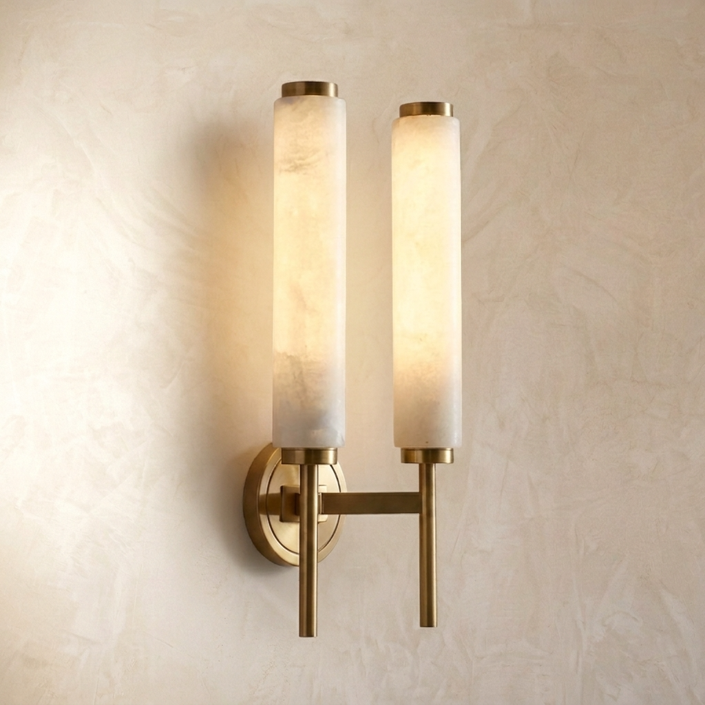 Natural Alabaster Slim Cylinder Wall Lamp