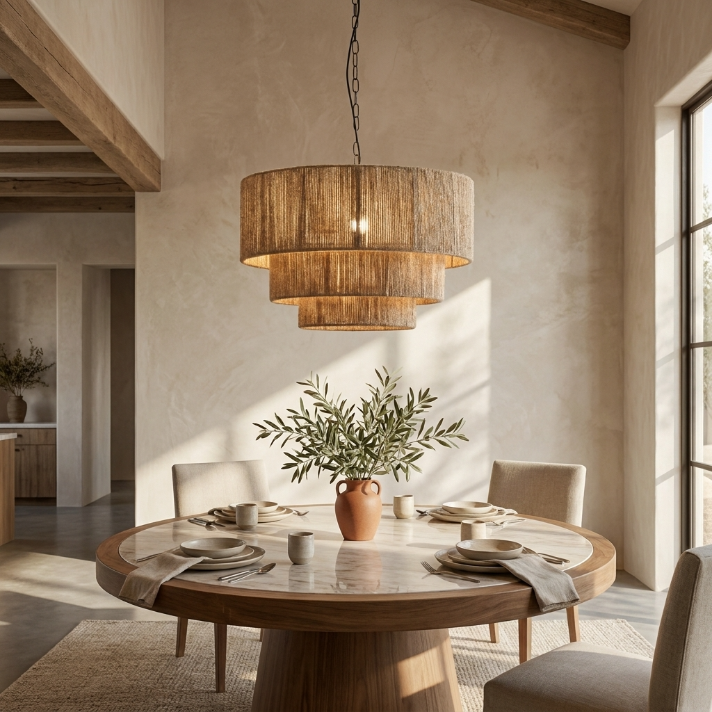 Natural Hemp Rope Tiered Pendant Light