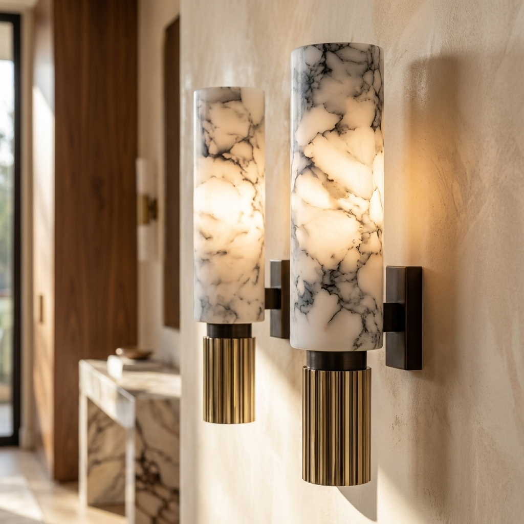 Natural Marble Cylinder Wall Lamp