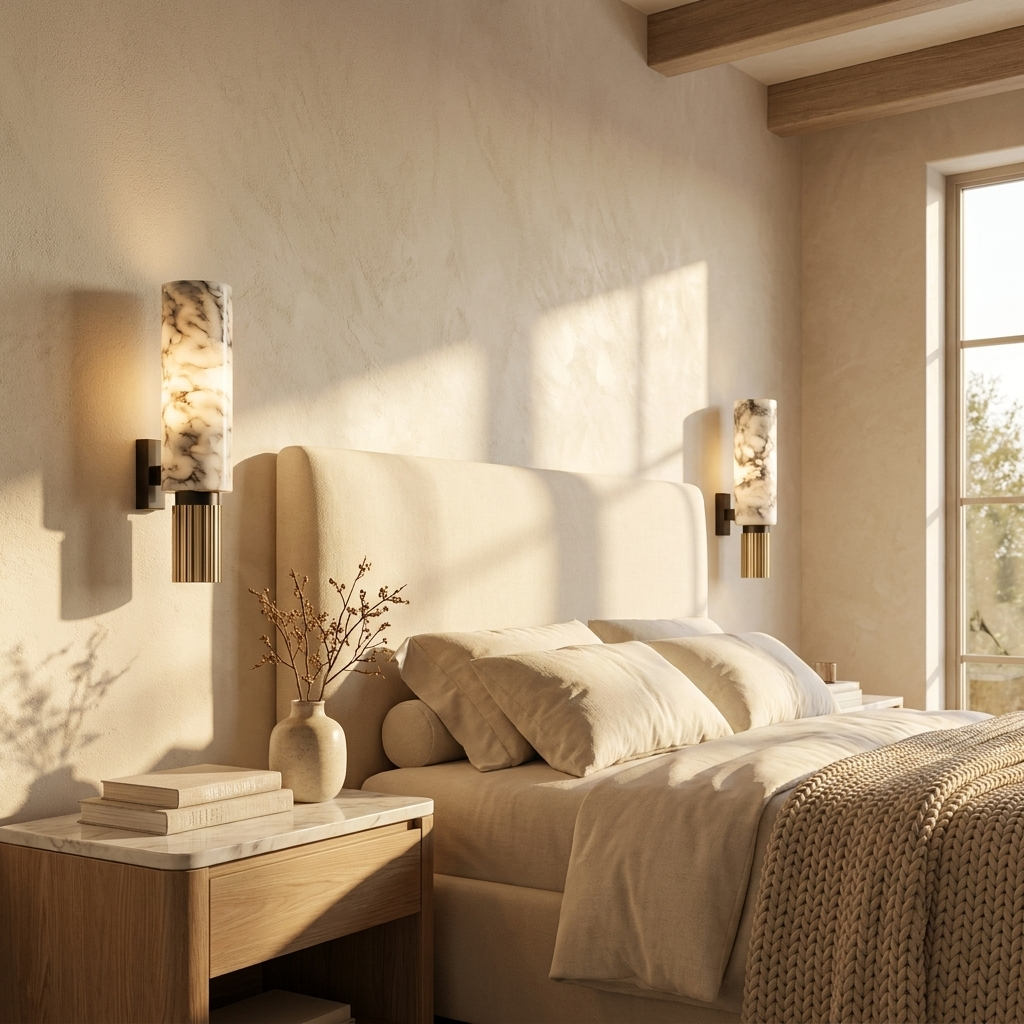 Natural Marble Cylinder Wall Lamp