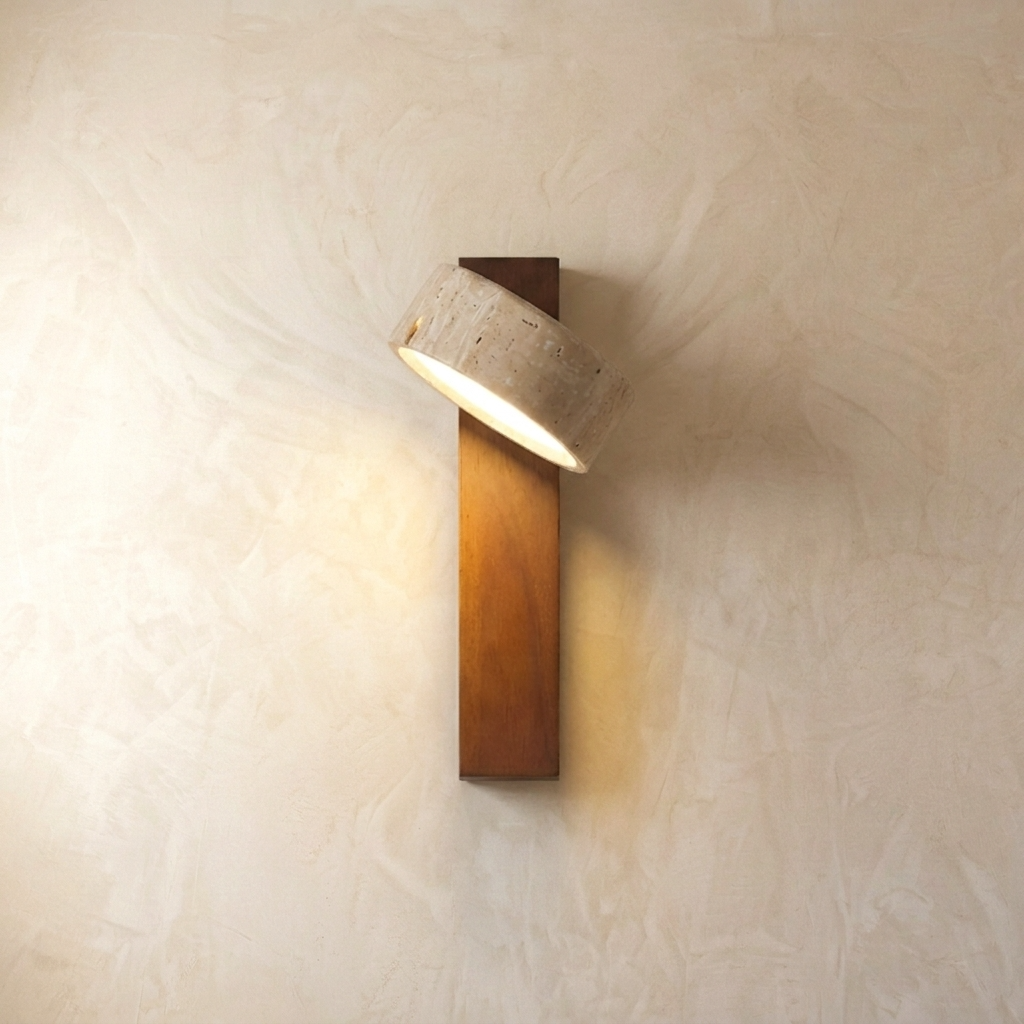 Natural Travertine Stone Adjustable Wall Lamp