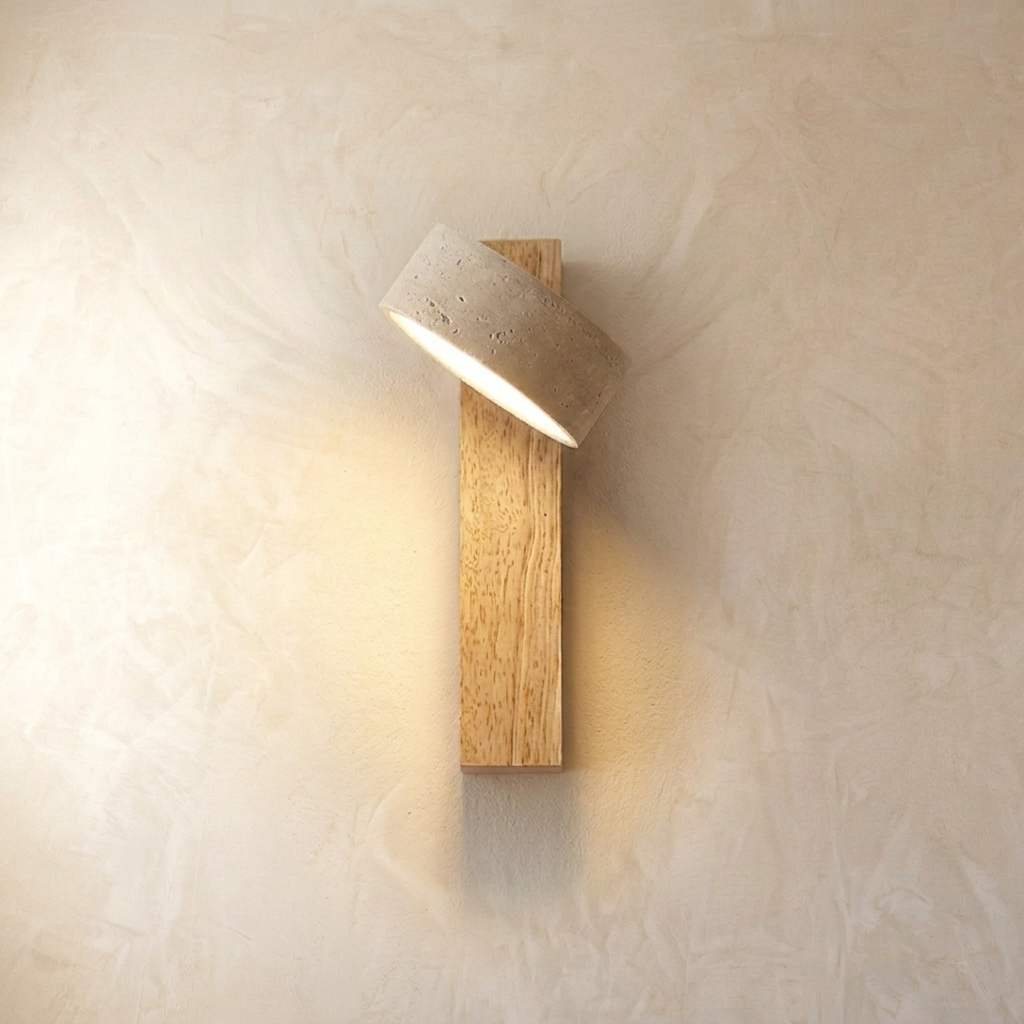 Natural Travertine Stone Adjustable Wall Lamp