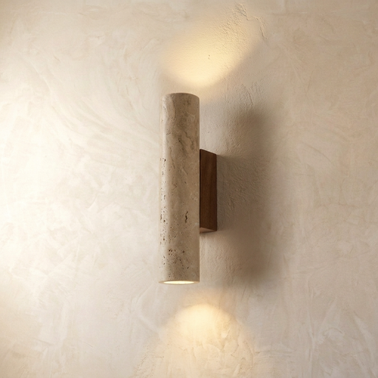 Natural Travertine Stone Cylinder Wall Lamp