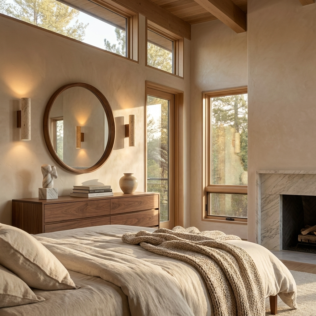 Natural Travertine Stone Cylinder Wall Lamp