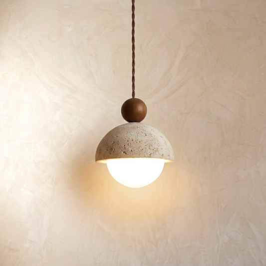 Natural Travertine Stone Dome Pendant Light