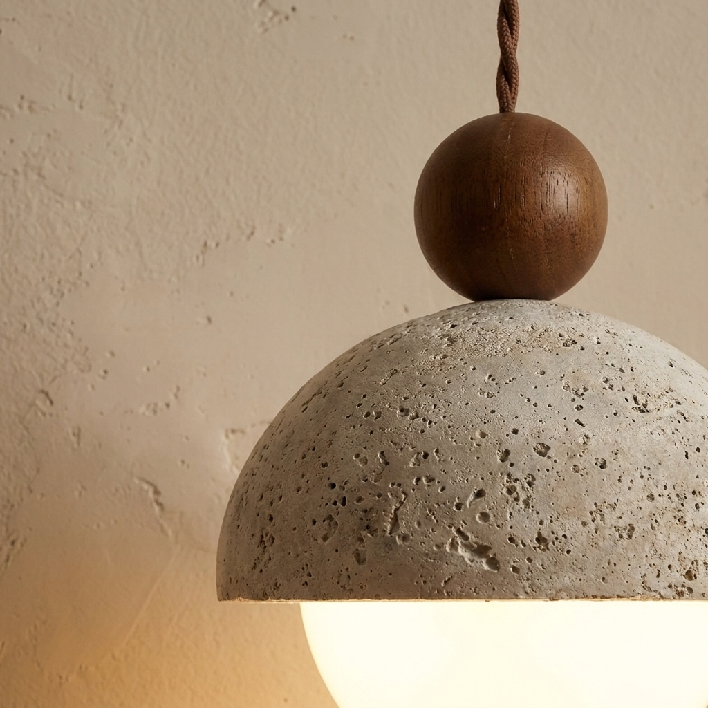 Natural Travertine Stone Dome Pendant Light