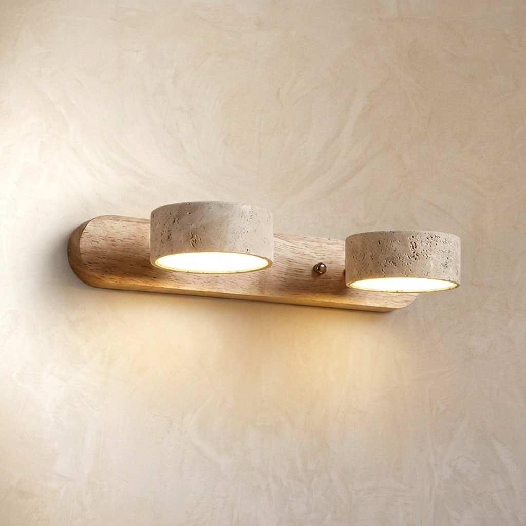 Natural Travertine Stone Dual Spot Wall Lamp