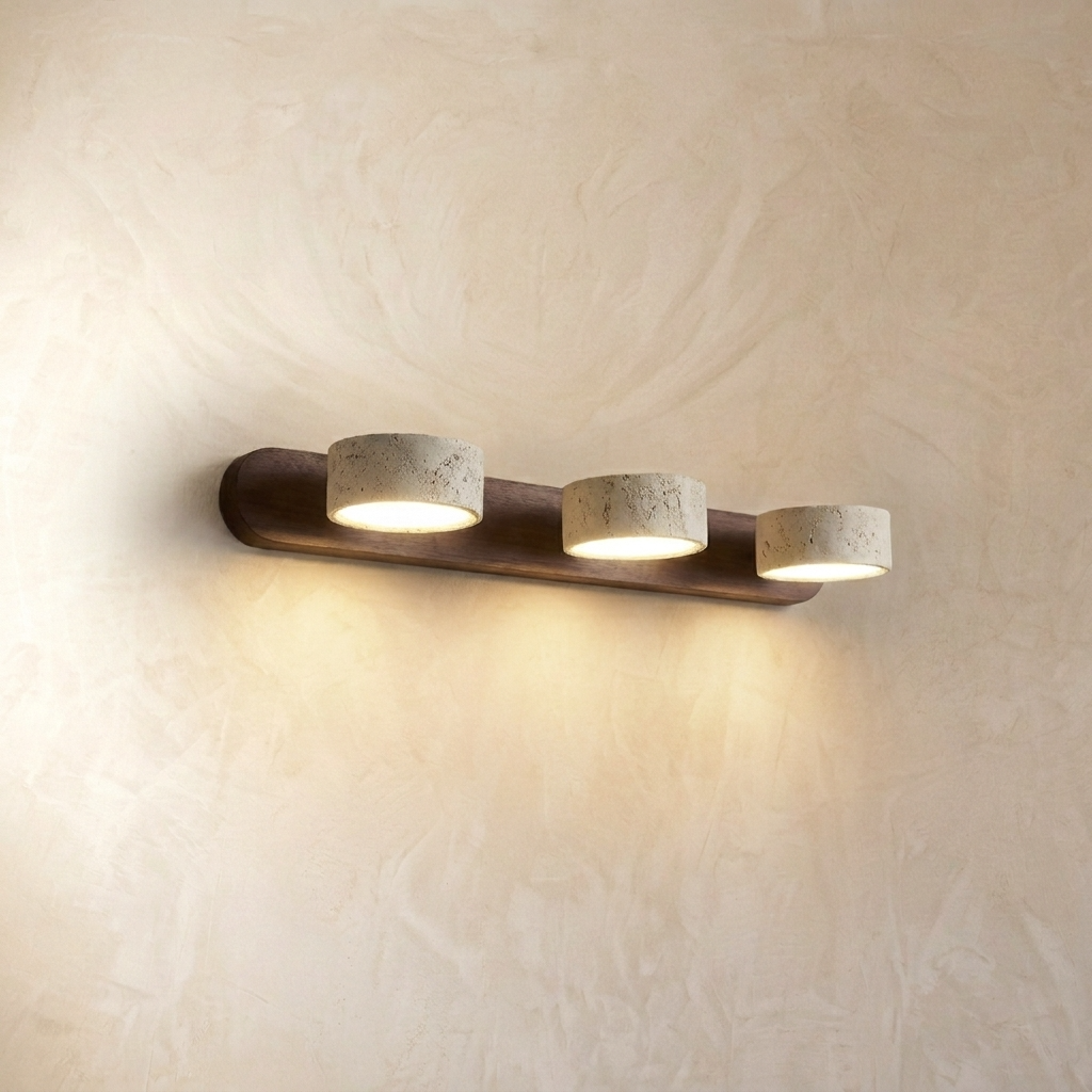 Natural Travertine Stone Dual Spot Wall Lamp