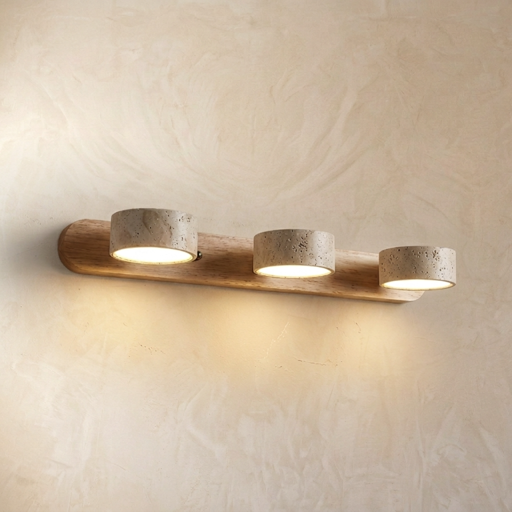 Natural Travertine Stone Dual Spot Wall Lamp