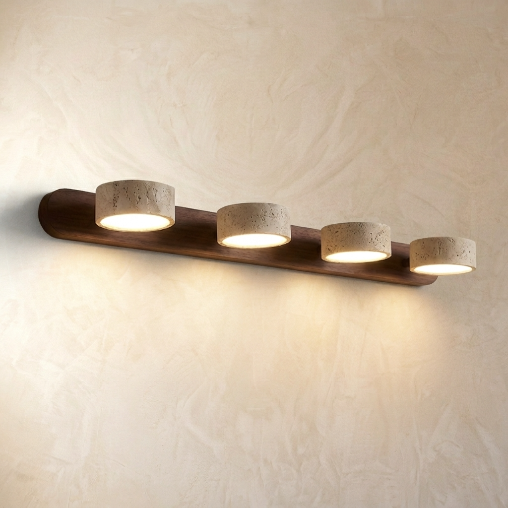 Natural Travertine Stone Dual Spot Wall Lamp