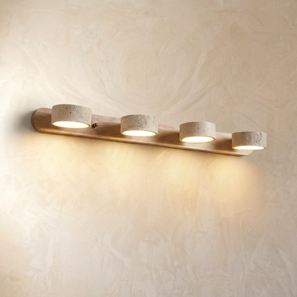 Natural Travertine Stone Dual Spot Wall Lamp