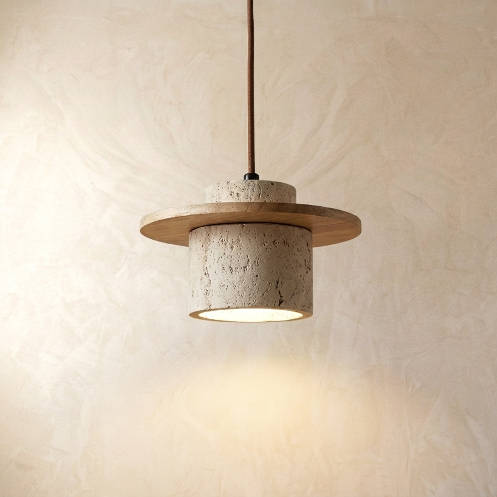 Natural Travertine Stone Layered Pendant Light