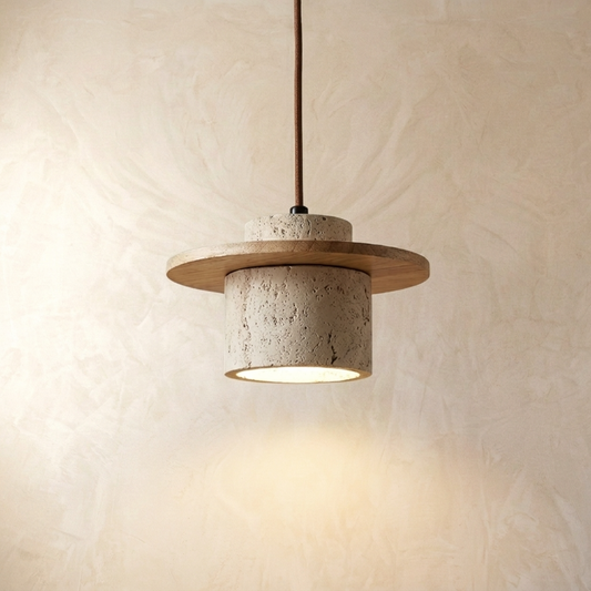 Natural Travertine Stone Layered Pendant Light