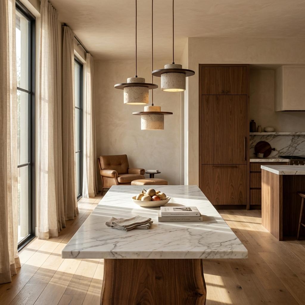 Natural Travertine Stone Layered Pendant Light