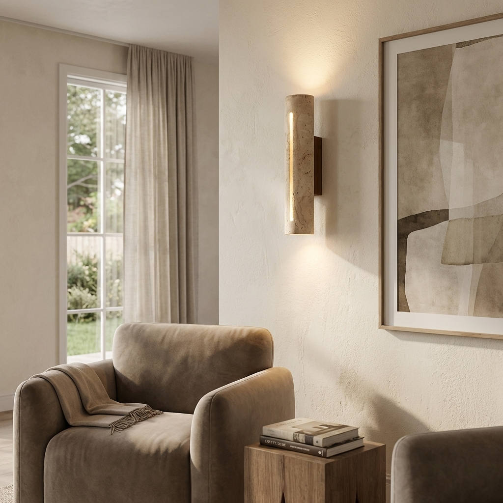 Natural Travertine Stone Linear Wall Lamp