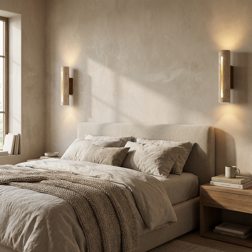 Natural Travertine Stone Linear Wall Lamp