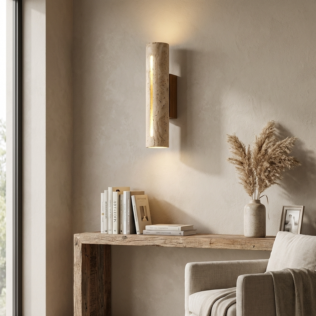 Natural Travertine Stone Linear Wall Lamp
