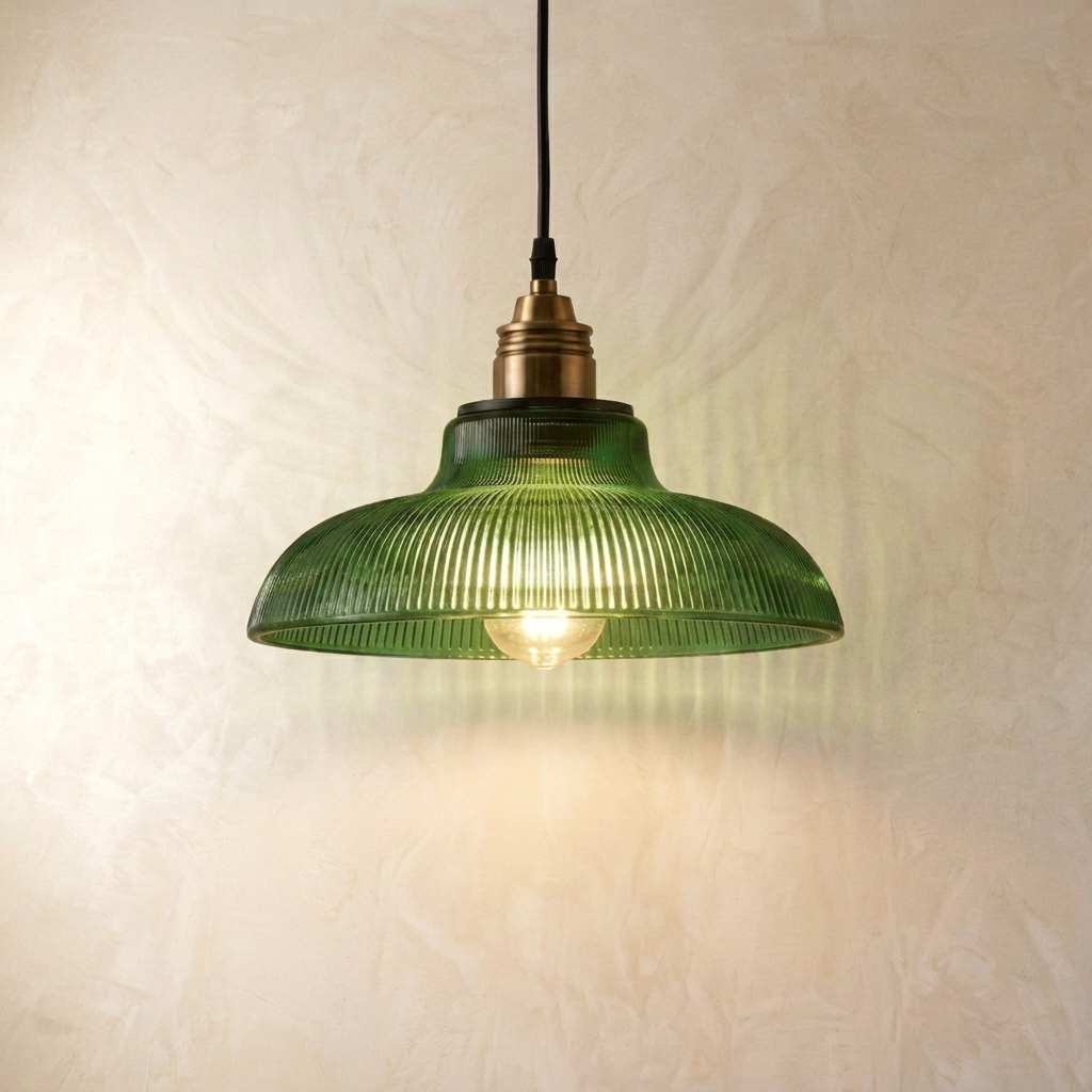 Ribbed Glass Retro Pendant Light