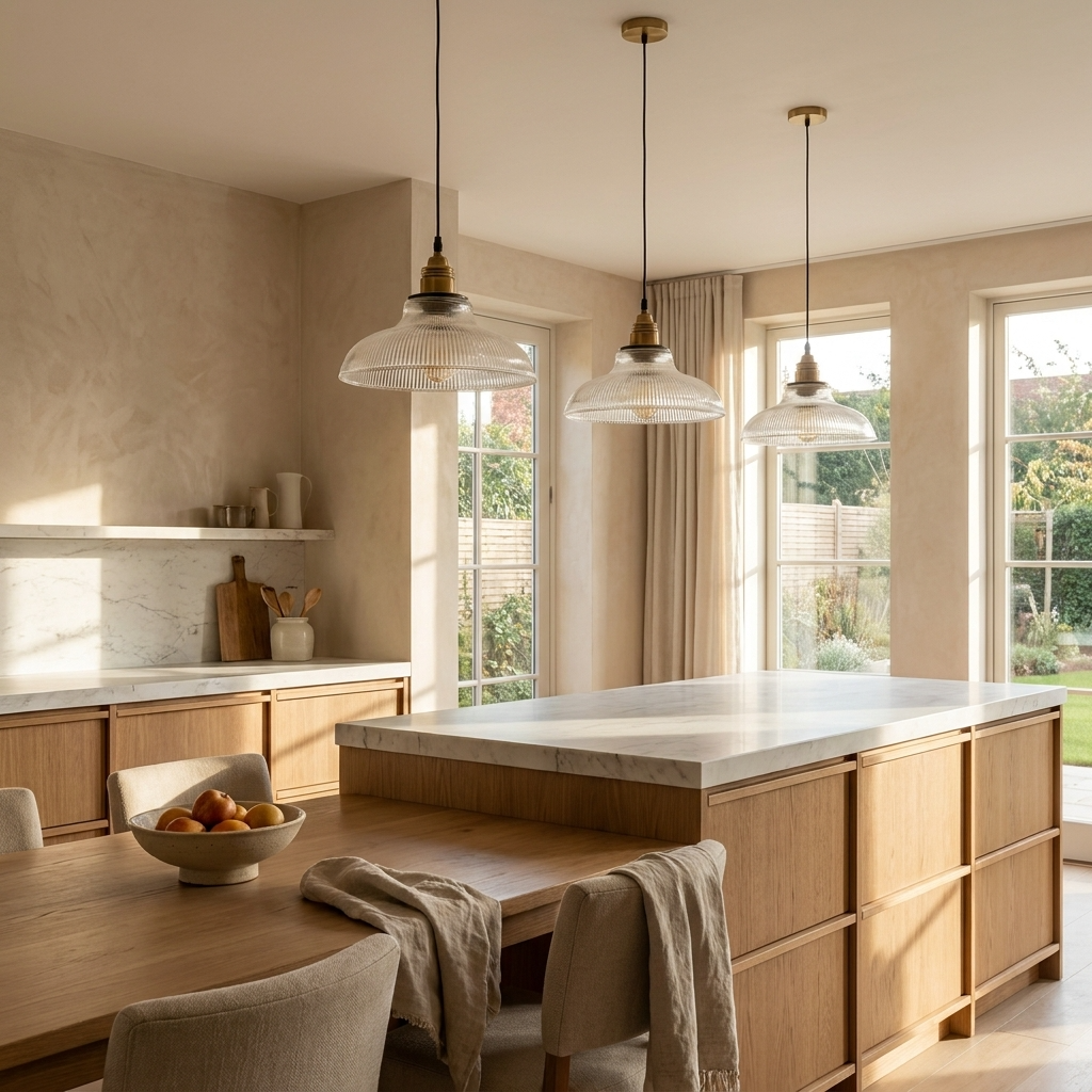 Ribbed Glass Retro Pendant Light