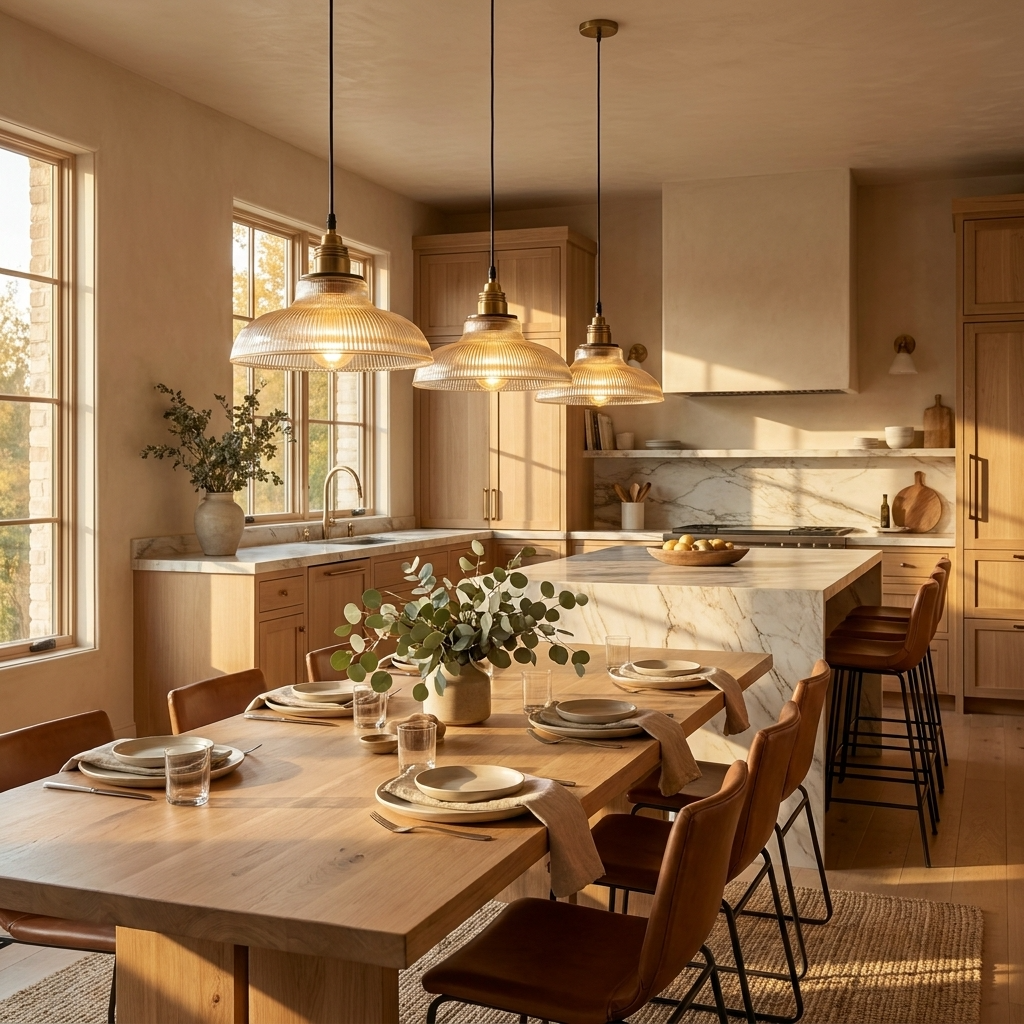 Ribbed Glass Retro Pendant Light