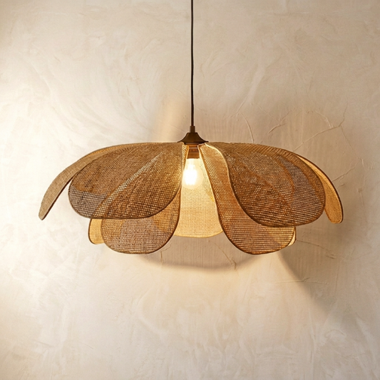 Woven Rattan Petal Pendant Light